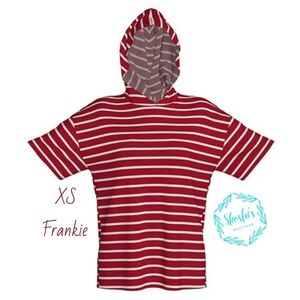 LuLaRoe Frankie Red and White Striped Hoodie